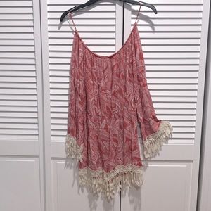 Off-the-Shoulder Chic Salmon Romper